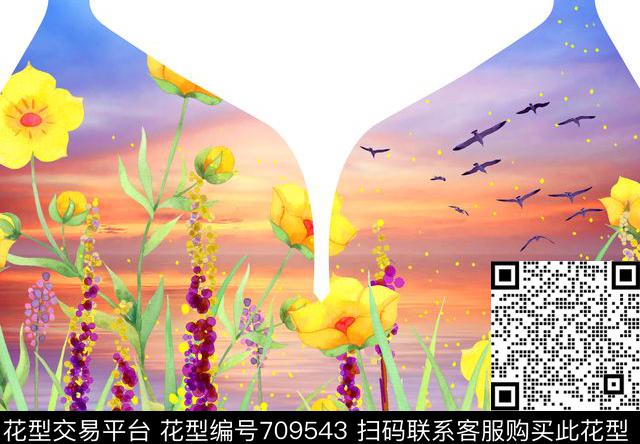 趣味花朵时尚数码印花花型下载（图片编号: 709543） - 瓦栏（Walan）