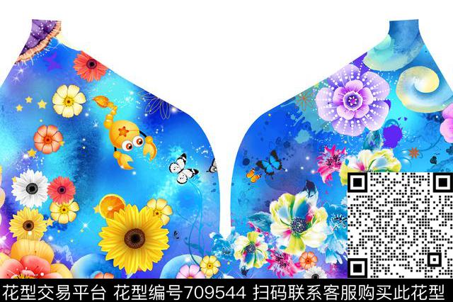 趣味花朵时尚数码印花花型下载（图片编号: 709544） - 瓦栏（Walan）
