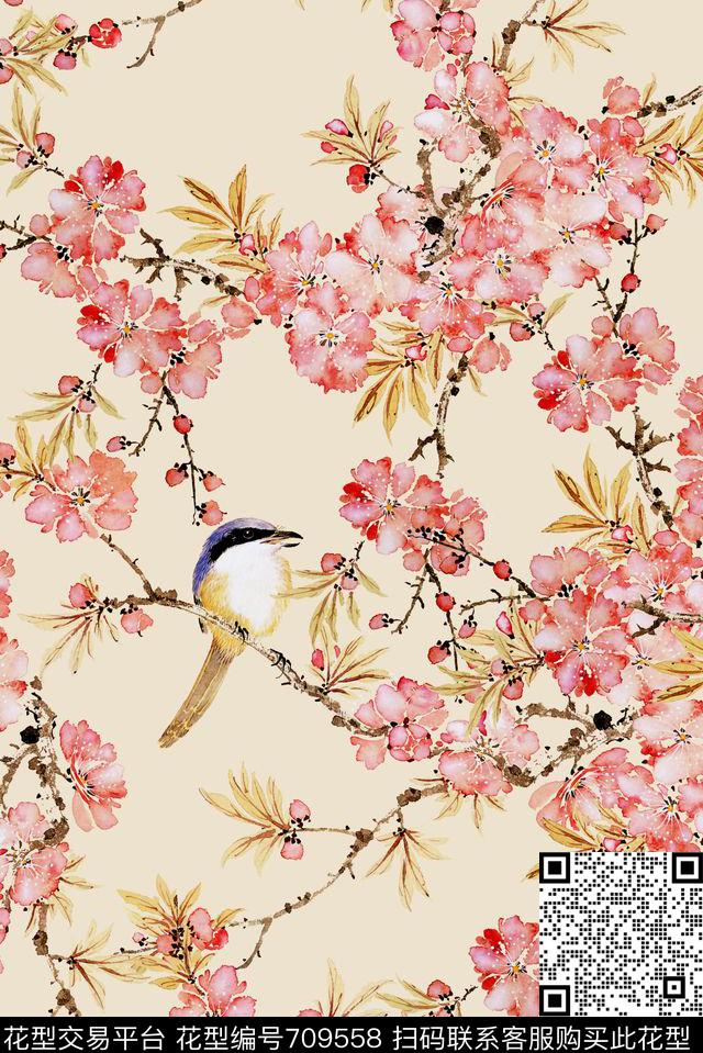 国画民族风中国风数码印花花型下载（图片编号: 709558） - 瓦栏（Walan）