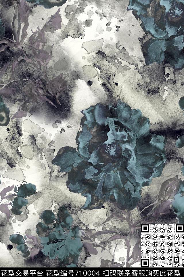 抽象斑驳肌理数码印花花型下载（图片编号: 710004） - 瓦栏（Walan）