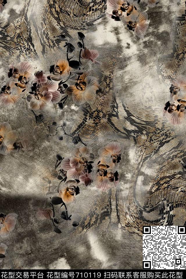 手绘肌理豹纹数码印花花型下载（图片编号: 710119） - 瓦栏（Walan）