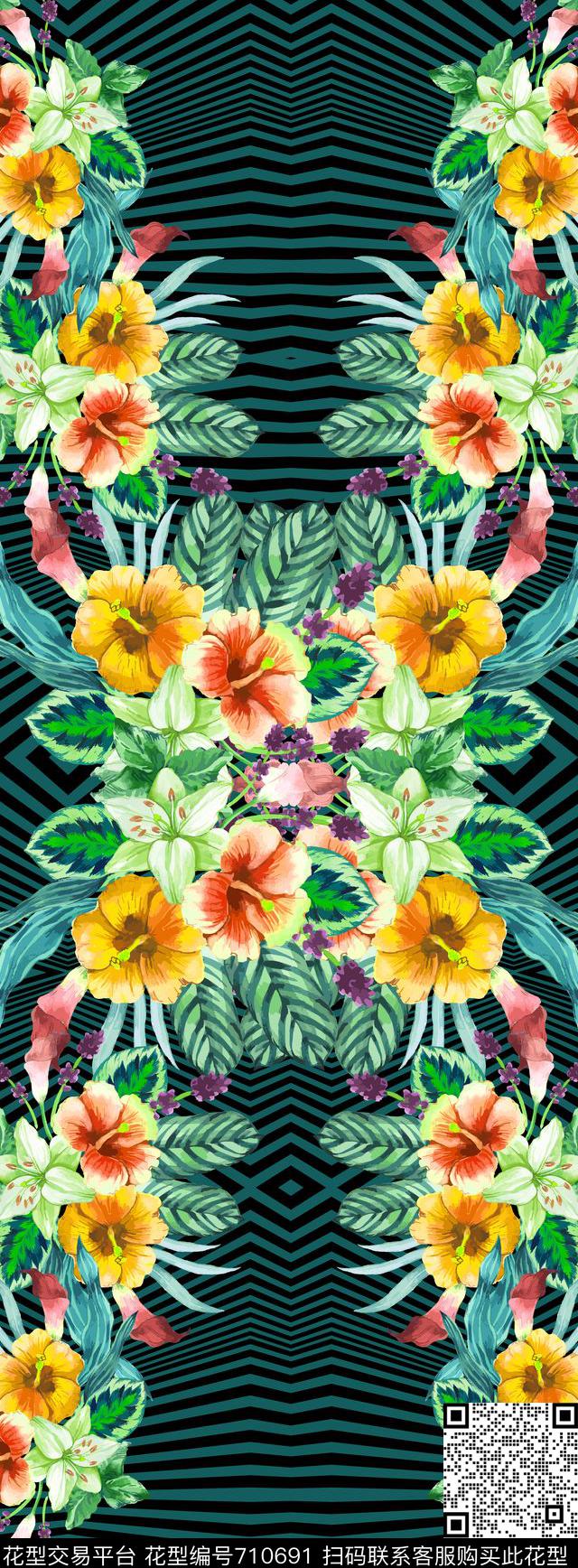 20160918-2.jpg - 710691 - 花卉 丝巾长巾 几何 - 数码印花花型 － 长巾花型设计 － 瓦栏