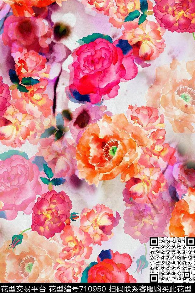 2016-9-9浪漫花卉1.jpg - 710950 - 浪漫水彩花卉 - 数码印花花型 － 女装花型设计 － 瓦栏