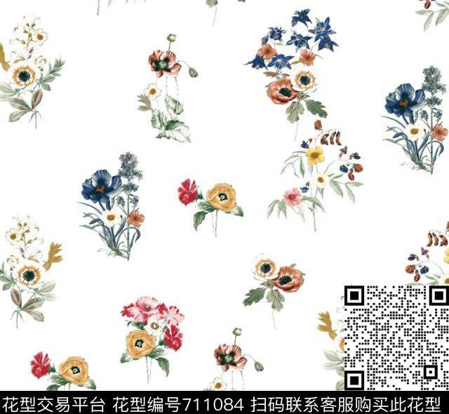 es007.tif - 711084 - 花卉 碎花 簇花 - 数码印花花型 － 女装花型设计 － 瓦栏