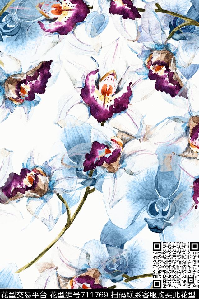 抽象泼墨手绘数码印花花型下载（图片编号: 711769） - 瓦栏（Walan）