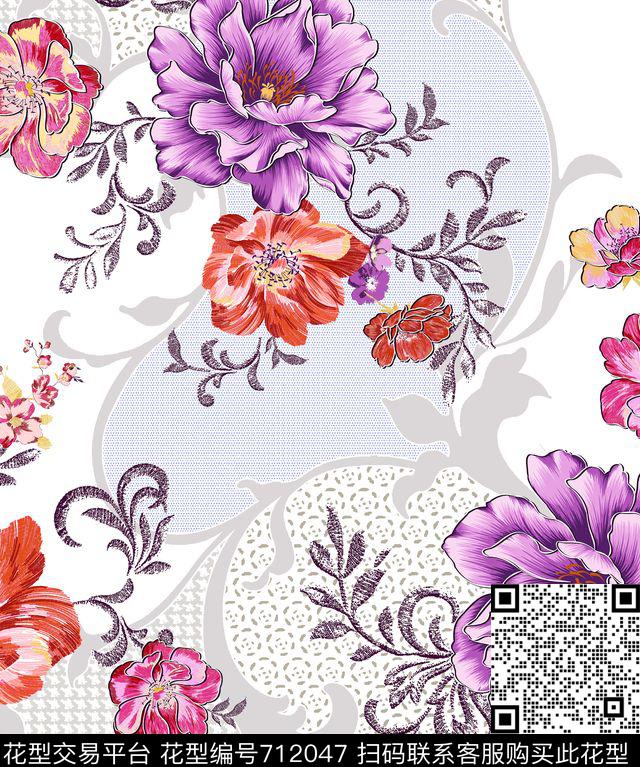 Morning-091016-LSN.tif - 712047 - 牡丹 花朵 花卉 - 数码印花花型 － 沙发布花型设计 － 瓦栏