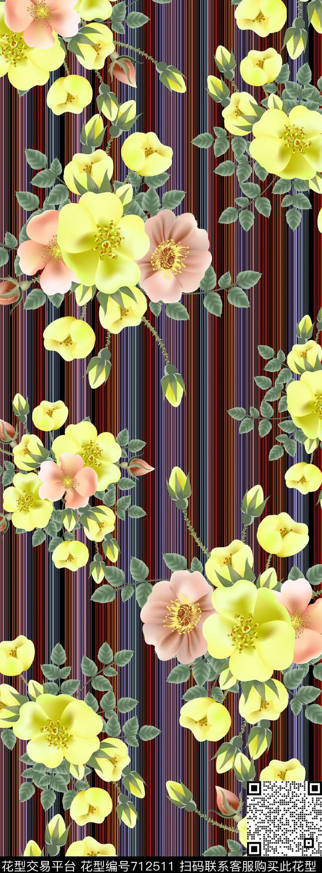 20160924-2.jpg - 712511 - 丝巾长巾 花卉 竖条 - 数码印花花型 － 长巾花型设计 － 瓦栏