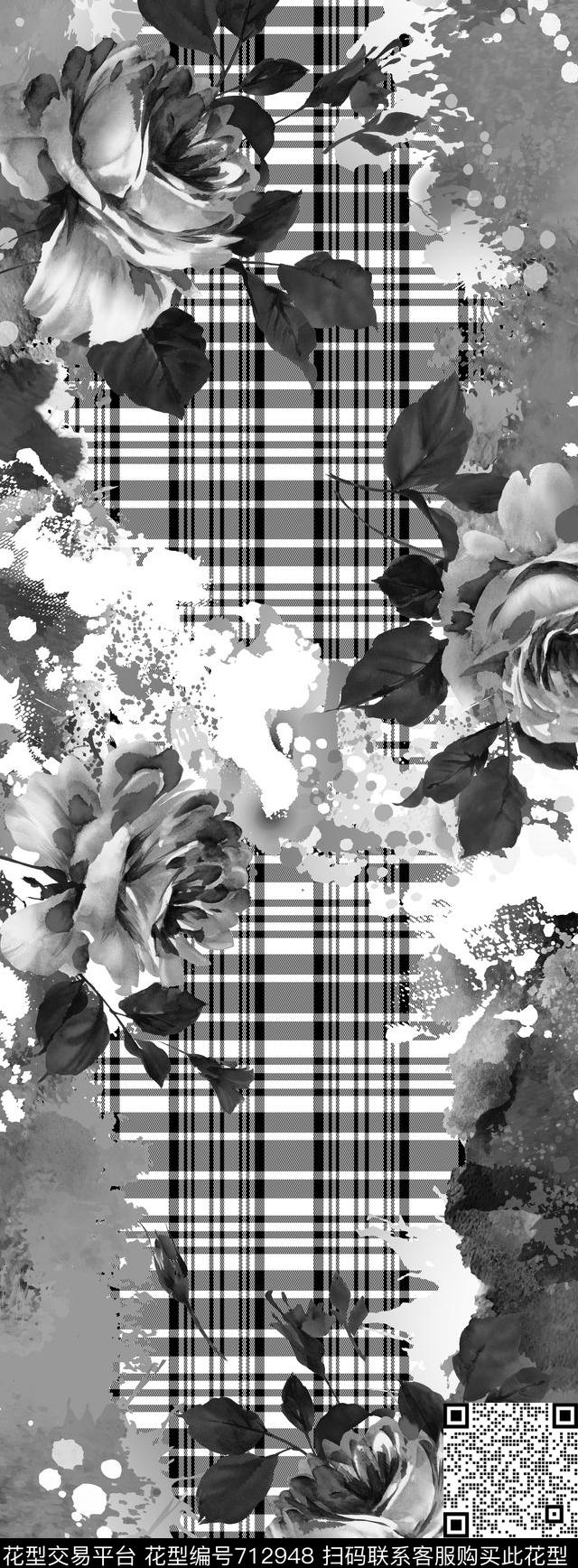 20160926.jpg - 712948 - 格子 花卉 水彩 - 数码印花花型 － 长巾花型设计 － 瓦栏