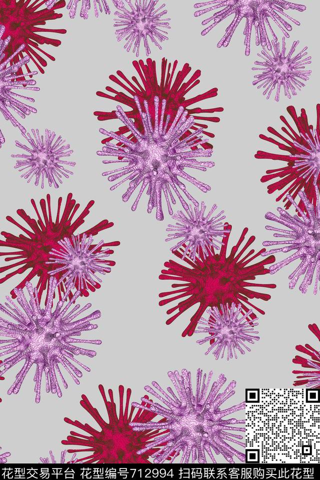 抽象女装植物数码印花花型下载（图片编号: 712994） - 瓦栏（Walan）
