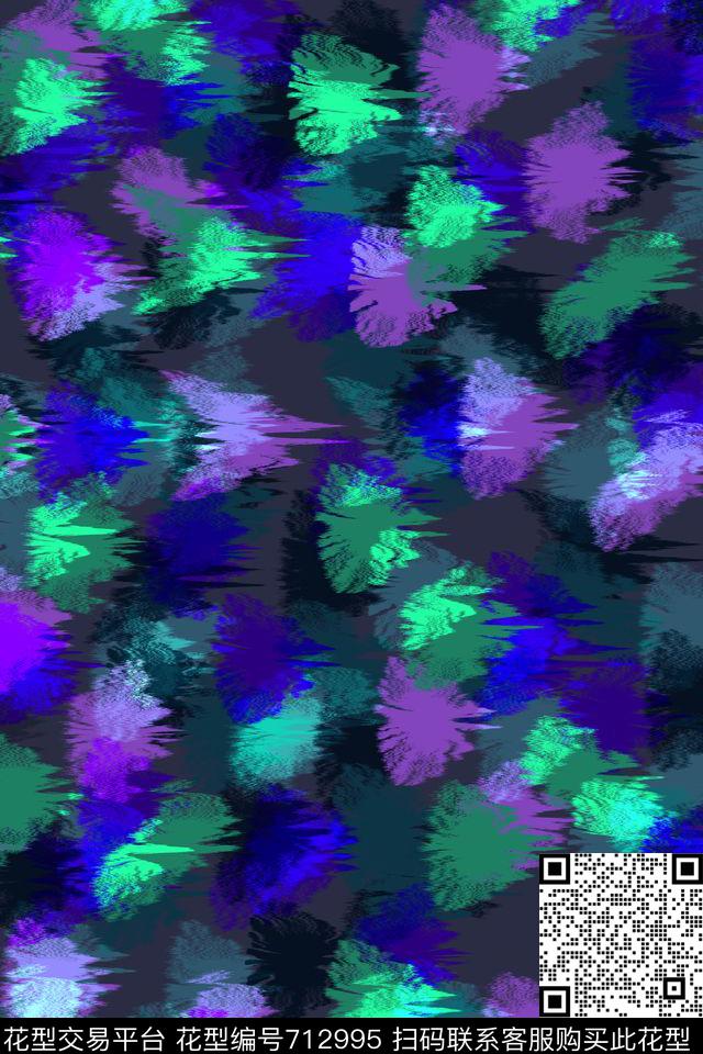 抽象色块女装数码印花花型下载（图片编号: 712995） - 瓦栏（Walan）