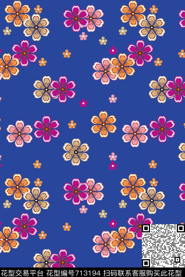 小碎花花朵小花传统印花花型下载（图片编号: 713194） - 瓦栏（Walan）