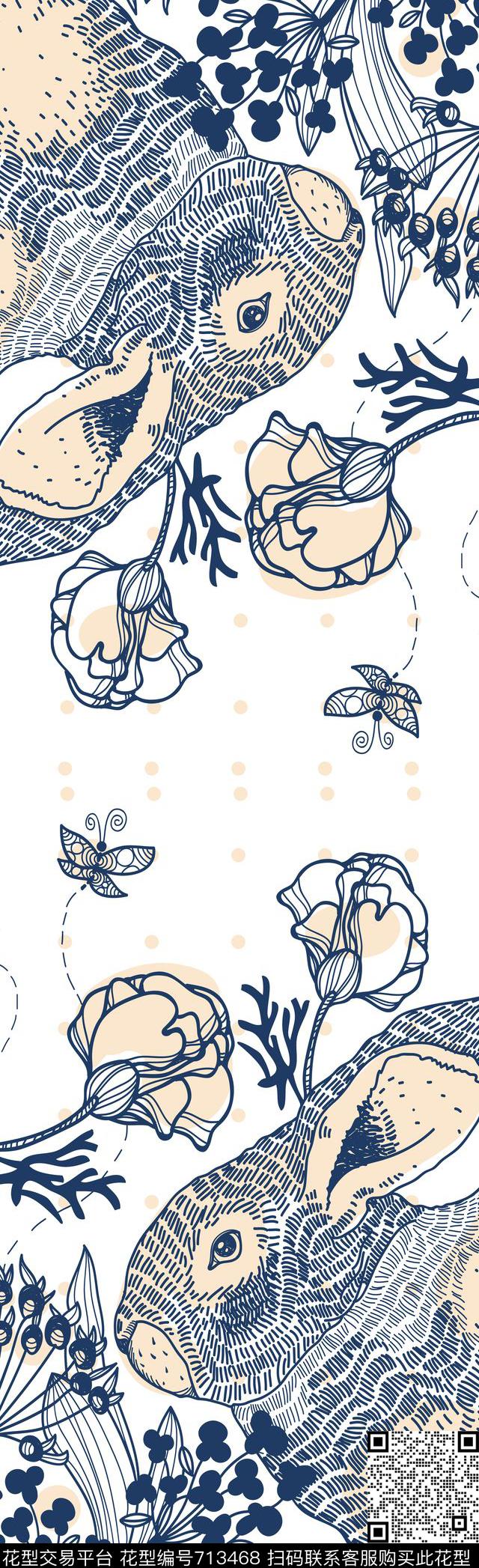 59.jpg - 713468 - 卡通 动物长围巾 小兔子长丝巾 - 传统印花花型 － 长巾花型设计 － 瓦栏
