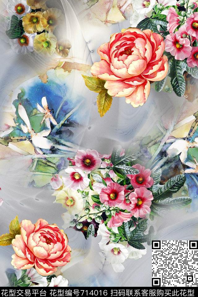 x-0652.jpg - 714016 - 花卉 油画 喇叭花 - 数码印花花型 － 女装花型设计 － 瓦栏