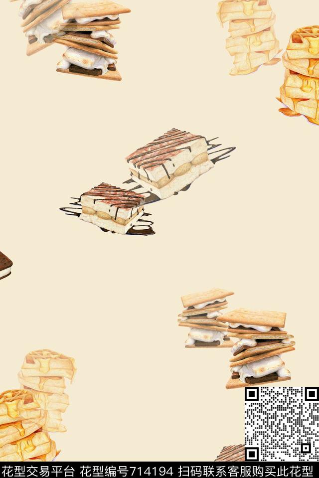 面包点心饼干数码印花花型下载（图片编号: 714194） - 瓦栏（Walan）