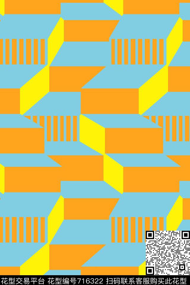 几何-3.jpg - 716322 - 小方块 方格 色块 - 传统印花花型 － 女装花型设计 － 瓦栏