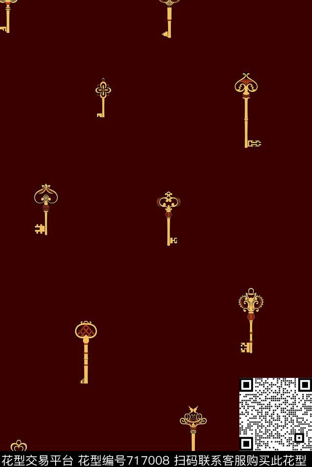 商务休闲男装钥匙传统印花花型下载（图片编号: 717008） - 瓦栏（Walan）