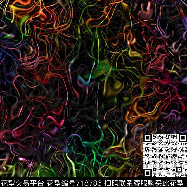 几何曲线线条数码印花花型下载（图片编号: 718786） - 瓦栏（Walan）