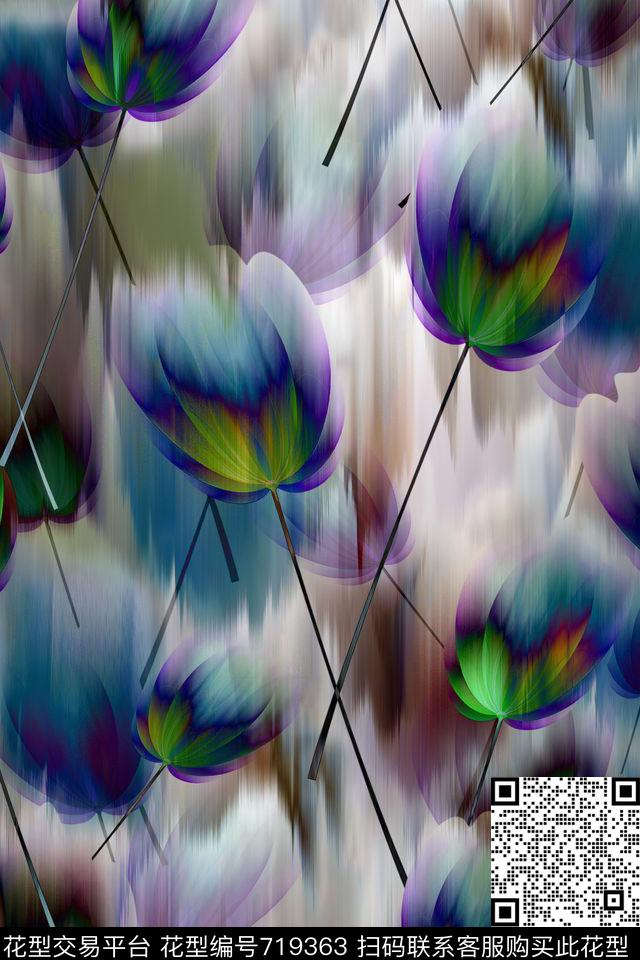 FY0641.jpg - 719363 - 花卉 抽象 底纹 - 数码印花花型 － 女装花型设计 － 瓦栏