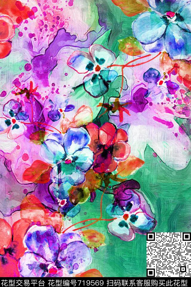 油画 水彩 花卉 10049b.jpg - 719569 - 田园风 油画 水彩 - 数码印花花型 － 女装花型设计 － 瓦栏