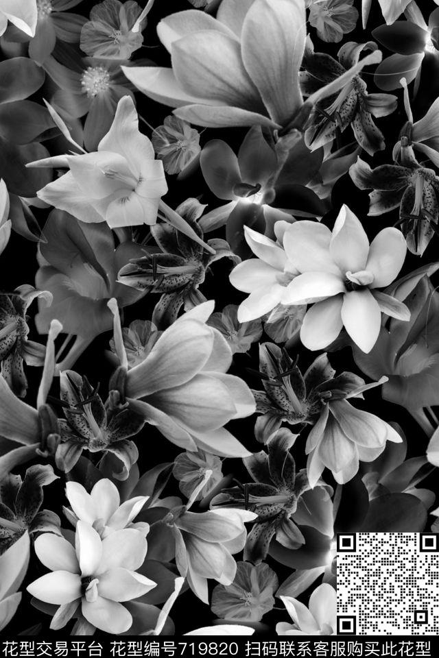 M16.jpg - 719820 - realistic flowers black - 数码印花花型 － 男装花型设计 － 瓦栏