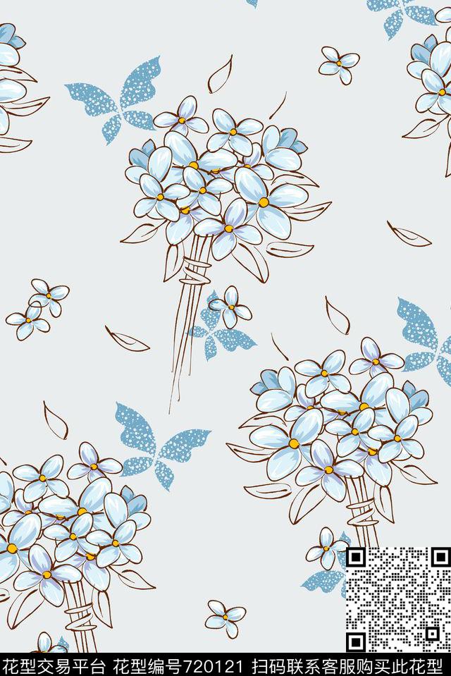 L20160797.jpg - 720121 - 传统花型 小碎花 花卉 - 传统印花花型 － 箱包花型设计 － 瓦栏
