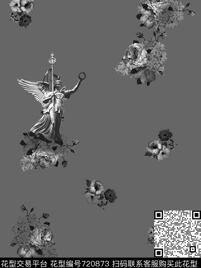 兰花花朵花卉数码印花花型下载（图片编号: 720873） - 瓦栏（Walan）