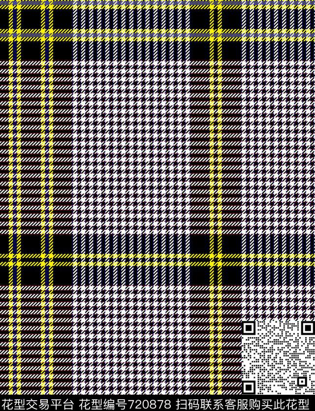 几何方格格子数码印花花型下载（图片编号: 720878） - 瓦栏（Walan）