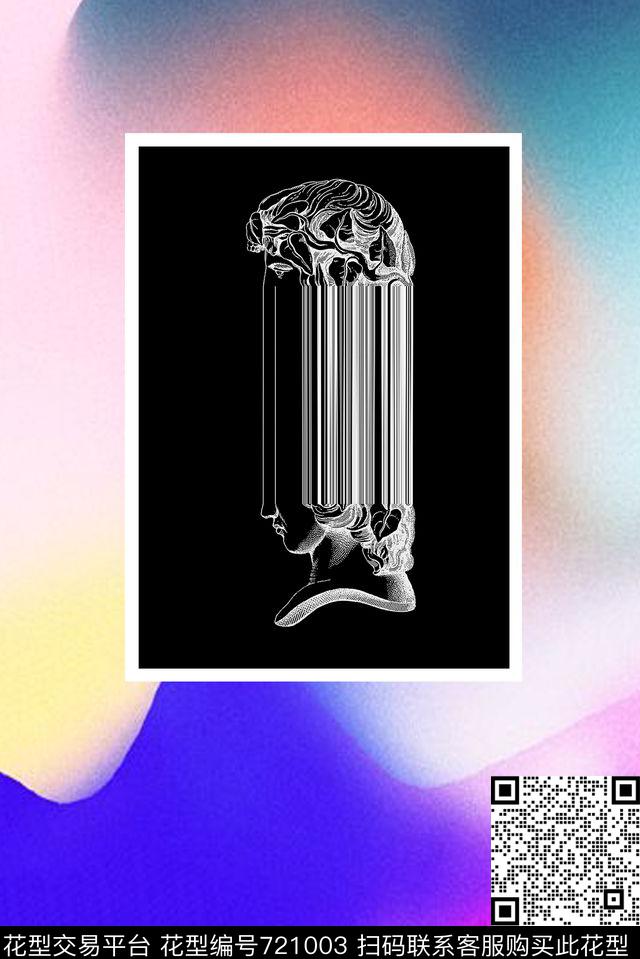 艺术雕塑抽象数码印花花型下载（图片编号: 721003） - 瓦栏（Walan）