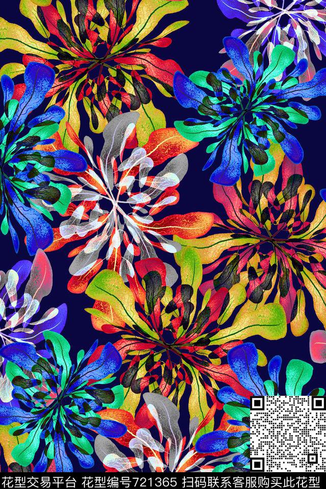 花开灿烂.jpg - 721365 - 花卉 抽象 流行 - 数码印花花型 － 女装花型设计 － 瓦栏