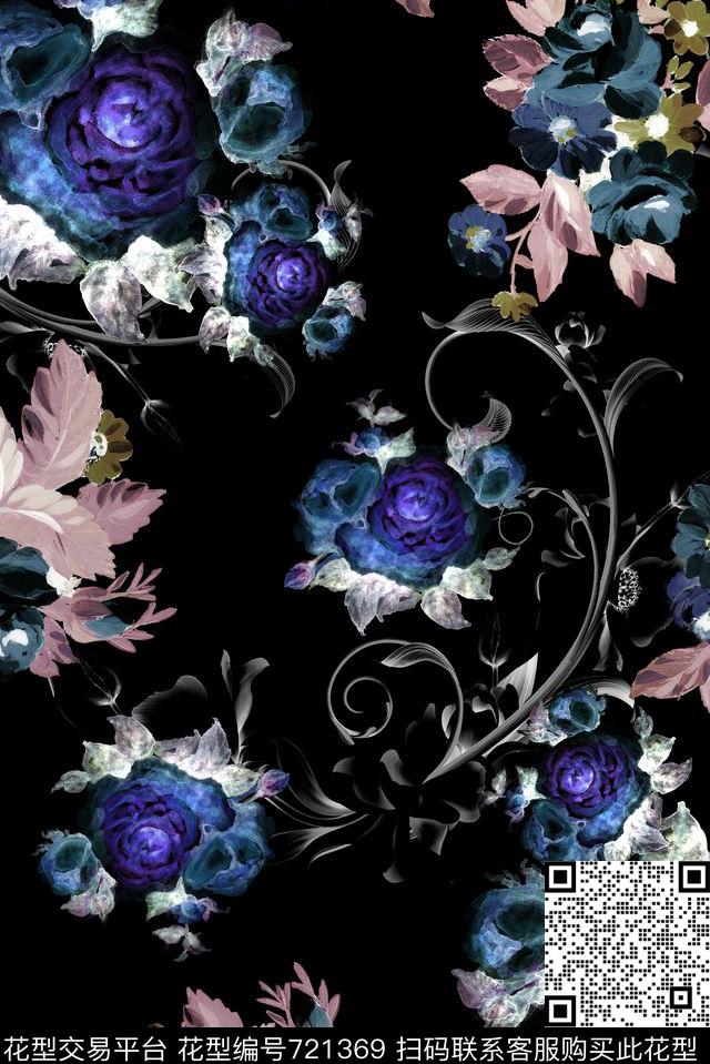 o1018.jpg - 721369 - 手绘 水彩 花卉 - 数码印花花型 － 女装花型设计 － 瓦栏