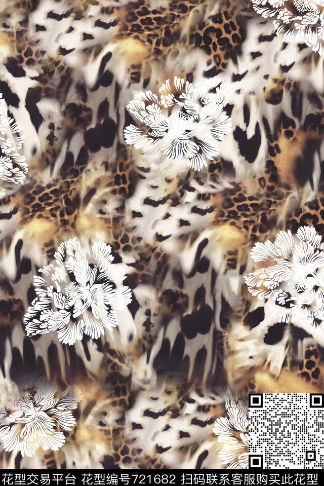 豹纹花朵印.jpg - 721682 - 豹纹 动物纹 花朵花卉 - 数码印花花型 － 女装花型设计 － 瓦栏