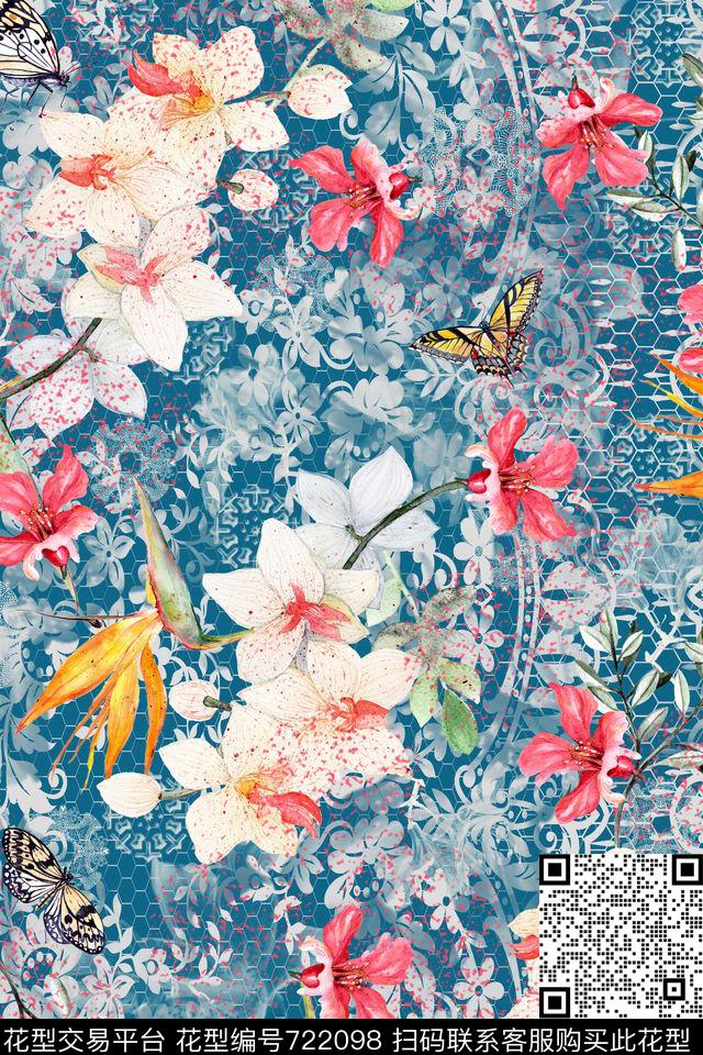 D36.jpg - 722098 - tropical watercolor garden - 数码印花花型 － 女装花型设计 － 瓦栏