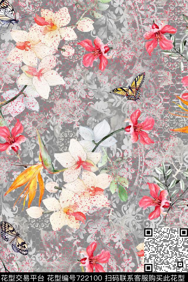 D36.2.jpg - 722100 - tropical watercolor garden - 数码印花花型 － 女装花型设计 － 瓦栏