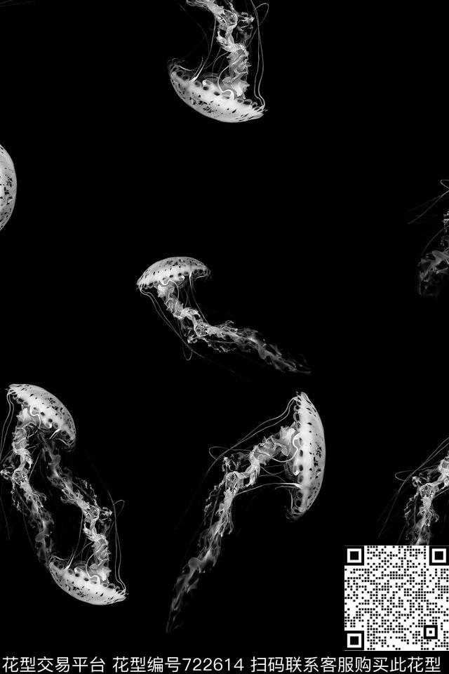 水母昆虫男装数码印花花型下载（图片编号: 722614） - 瓦栏（Walan）
