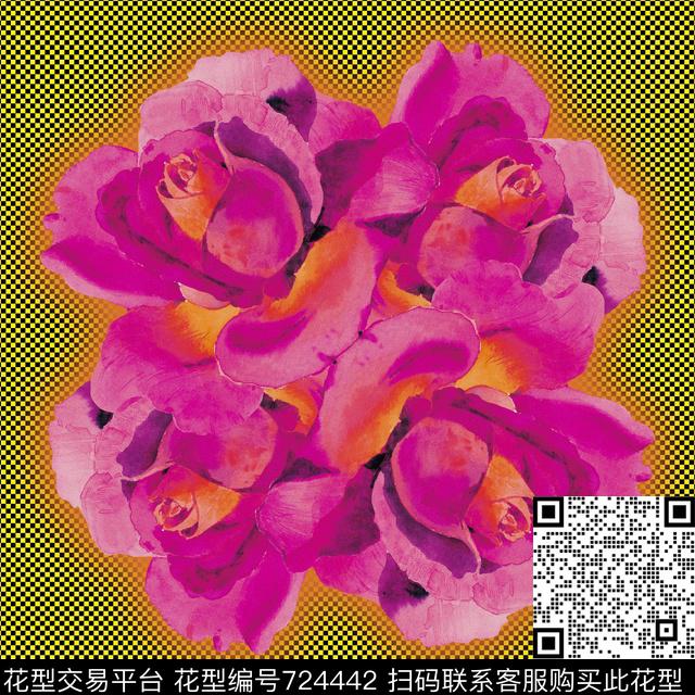 20161019-3.jpg - 724442 - 丝巾方巾 花卉 格子 - 数码印花花型 － 方巾花型设计 － 瓦栏
