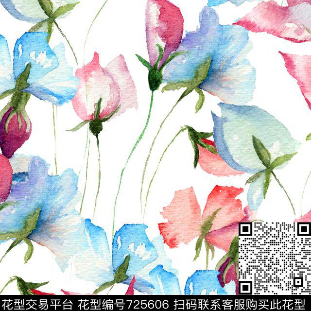 水墨画中国风数码印花花型下载（图片编号: 725606） - 瓦栏（Walan）