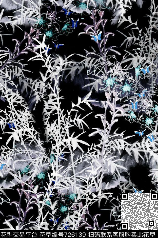 女装抽象几何花卉数码印花花型下载（图片编号: 726139） - 瓦栏（Walan）