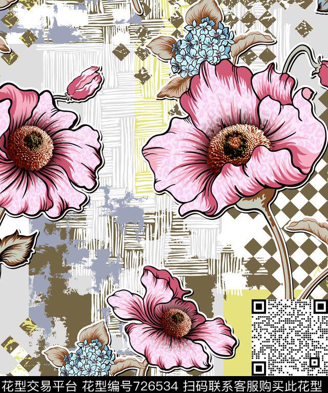 Morning-092616-LSN.tif - 726534 - 花卉 几何底纹 抽象 - 数码印花花型 － 沙发布花型设计 － 瓦栏
