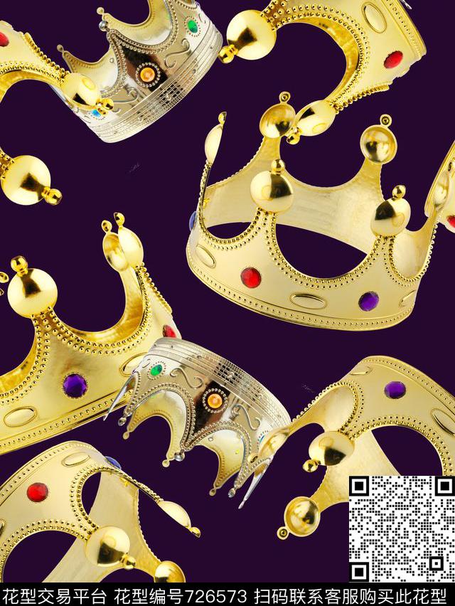 宫廷欧式皇冠数码印花花型下载（图片编号: 726573） - 瓦栏（Walan）