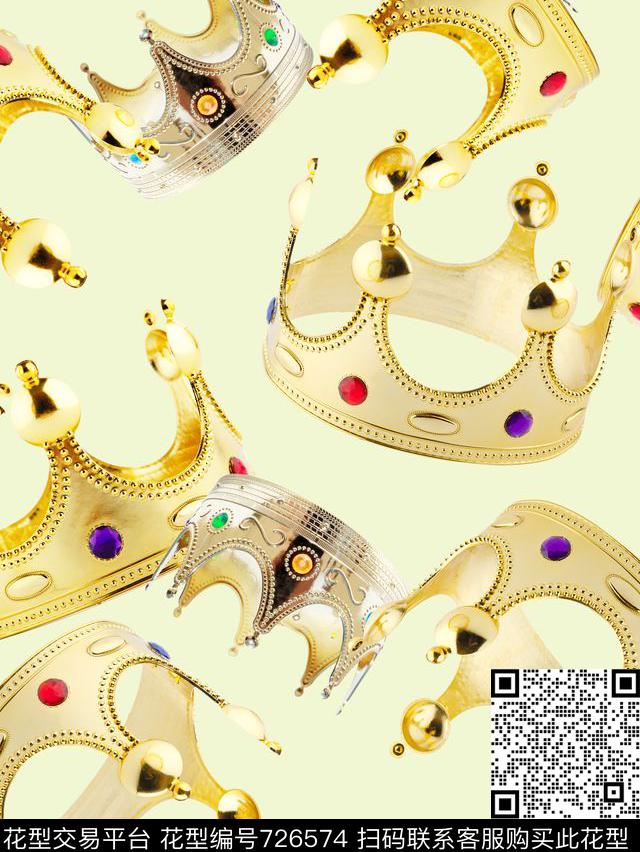宫廷欧式皇冠数码印花花型下载（图片编号: 726574） - 瓦栏（Walan）