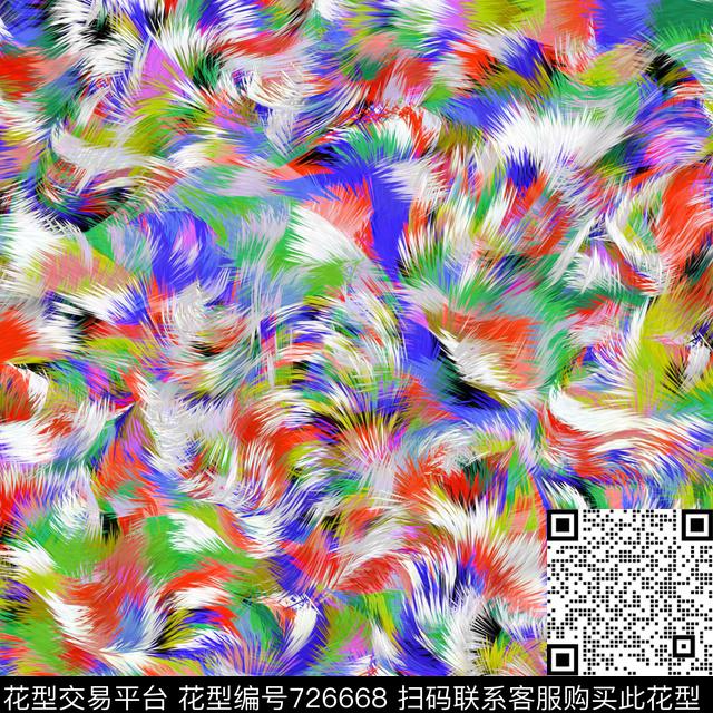 动物纹毛织彩色羽毛数码印花花型下载（图片编号: 726668） - 瓦栏（Walan）