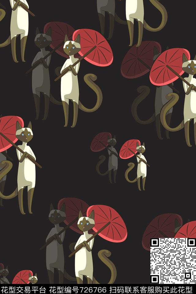 女装趣味元素
卡通趣味猫数码印花花型下载（图片编号: 726766） - 瓦栏（Walan）