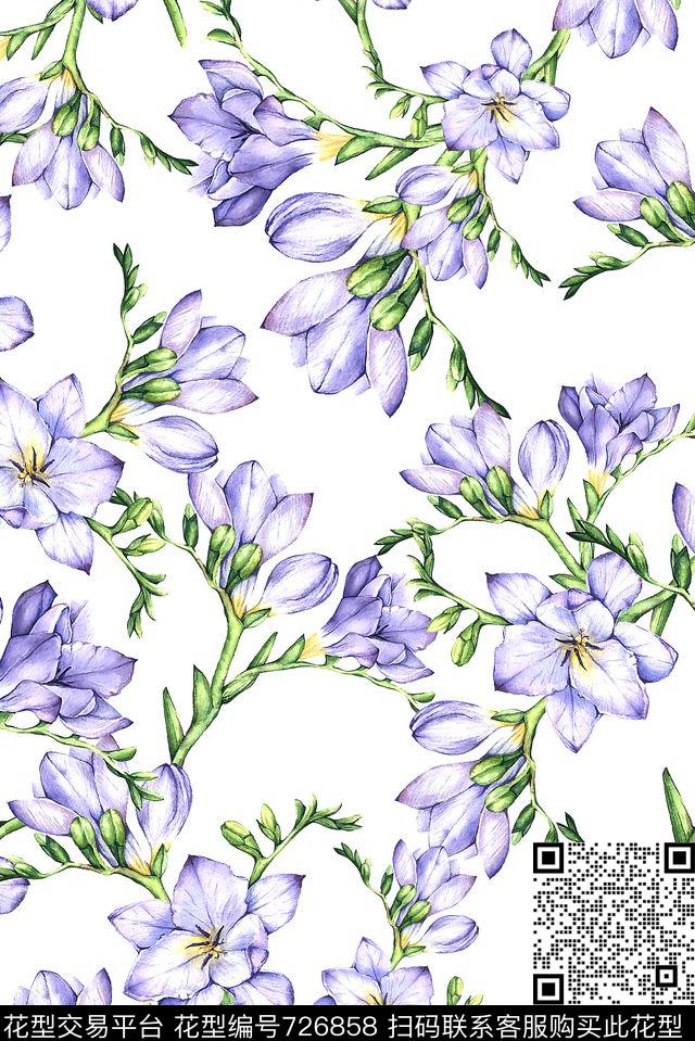 花卉小清新女装数码印花花型下载（图片编号: 726858） - 瓦栏（Walan）