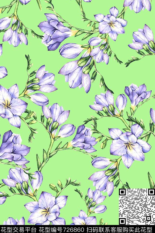 花卉小清新女装数码印花花型下载（图片编号: 726860） - 瓦栏（Walan）