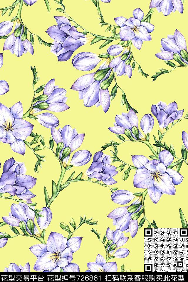 花卉小清新女装数码印花花型下载（图片编号: 726861） - 瓦栏（Walan）