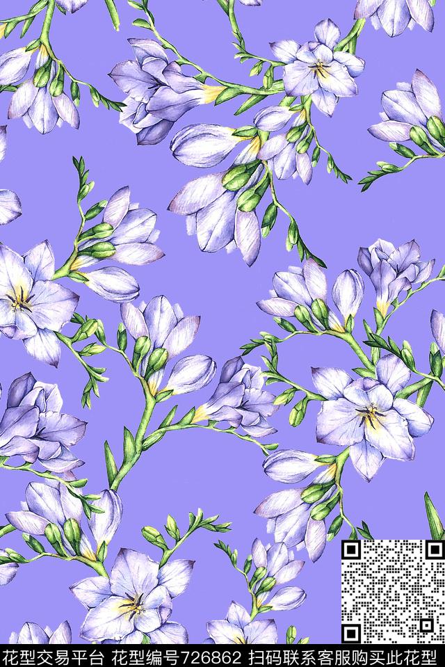 花卉小清新女装数码印花花型下载（图片编号: 726862） - 瓦栏（Walan）