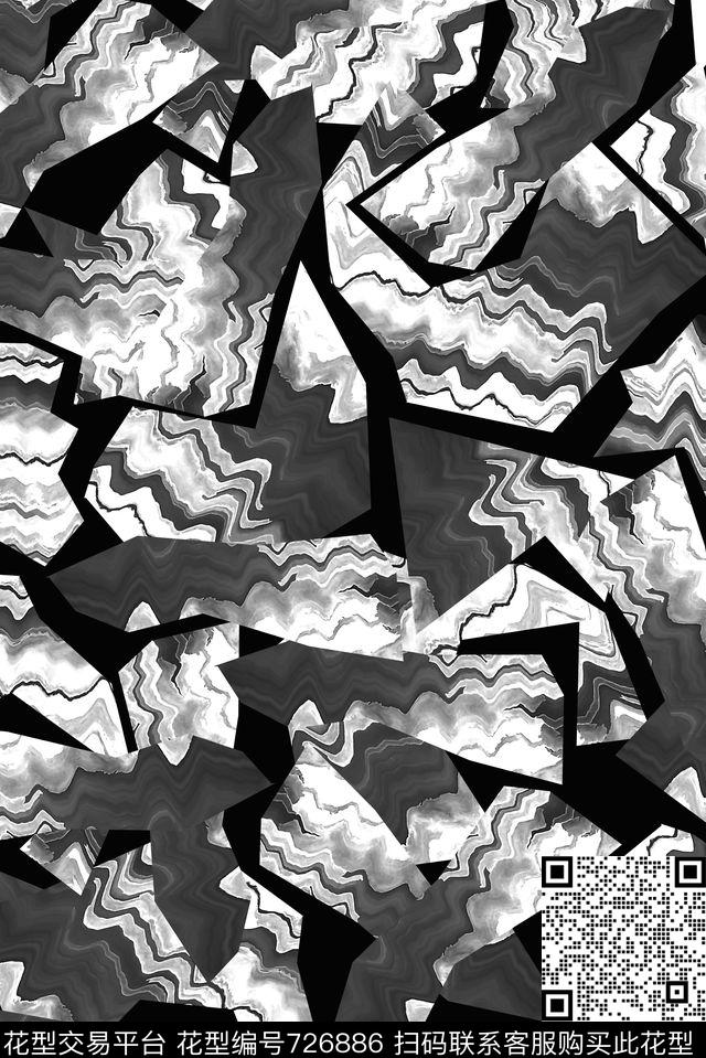 抽象水波纹几何数码印花花型下载（图片编号: 726886） - 瓦栏（Walan）