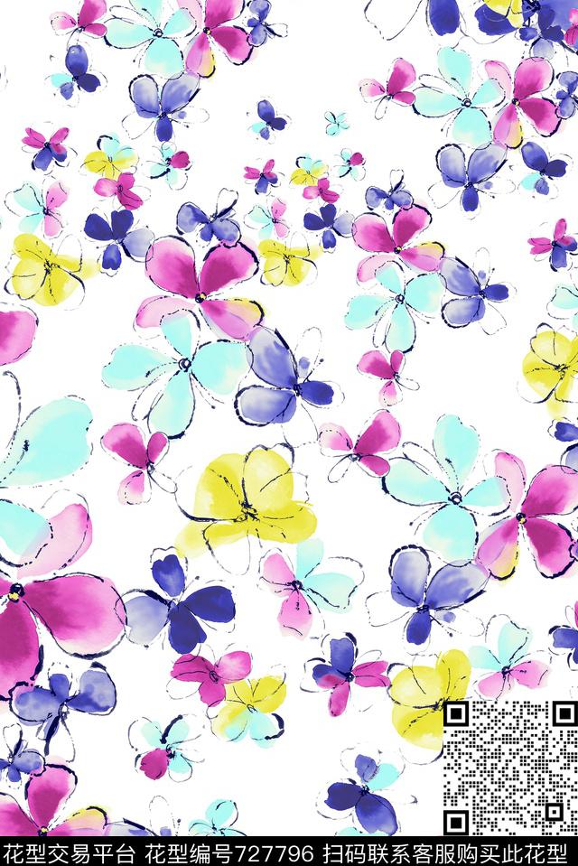 小碎花小清新花卉数码印花花型下载（图片编号: 727796） - 瓦栏（Walan）