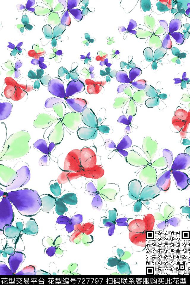 小碎花小清新花卉数码印花花型下载（图片编号: 727797） - 瓦栏（Walan）