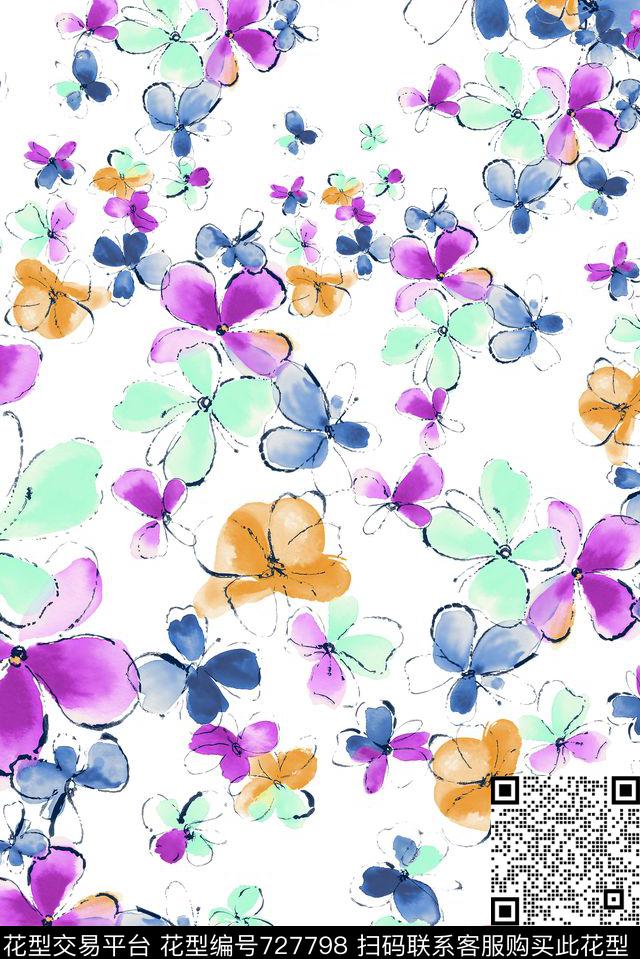 小碎花小清新花卉数码印花花型下载（图片编号: 727798） - 瓦栏（Walan）